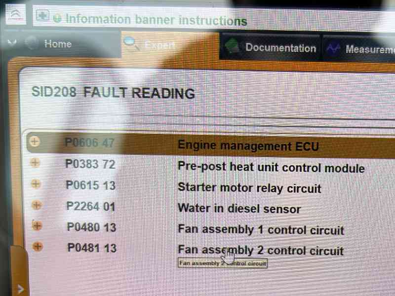 Citroen Relay faults reading