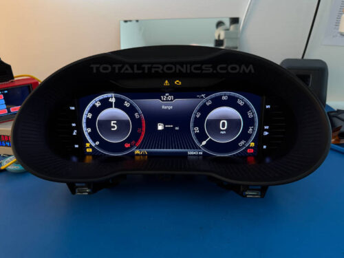 Skoda Octavia 5E Virtual Cockpit on repair bench at Totaltronics